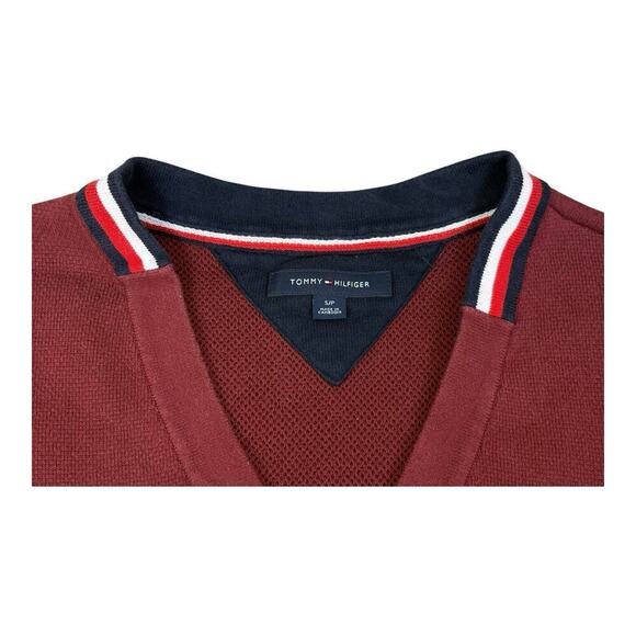 Tommy Hilfiger Men's Red Cardigan Sweater Size S Classic Nautical V Neck Preppy - Picture 11 of 12